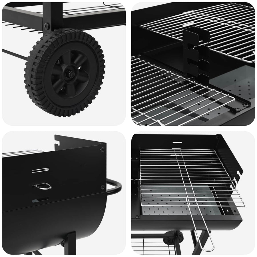 Houtskoolbarbecue Verstelbaar Zwart 96,5 x 42,5 x 88,5 cm