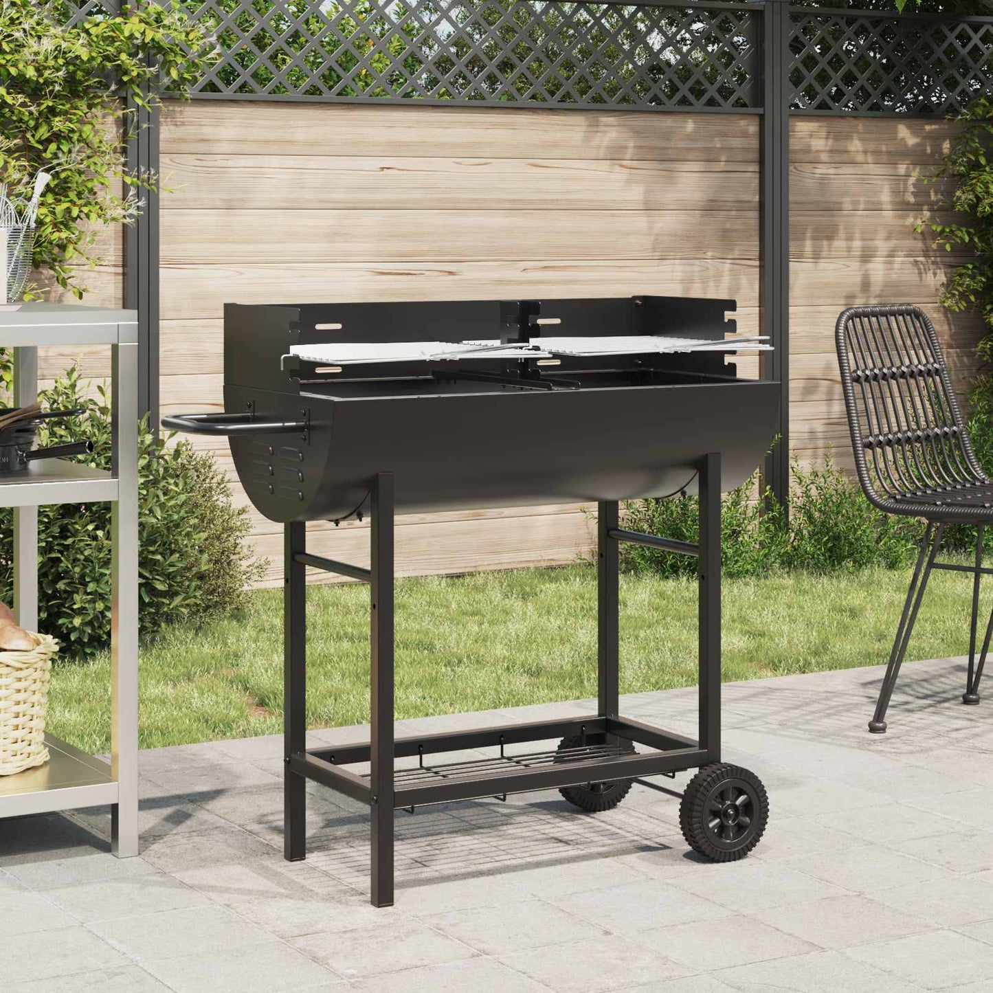 Houtskoolbarbecue Verstelbaar Zwart 96,5 x 42,5 x 88,5 cm