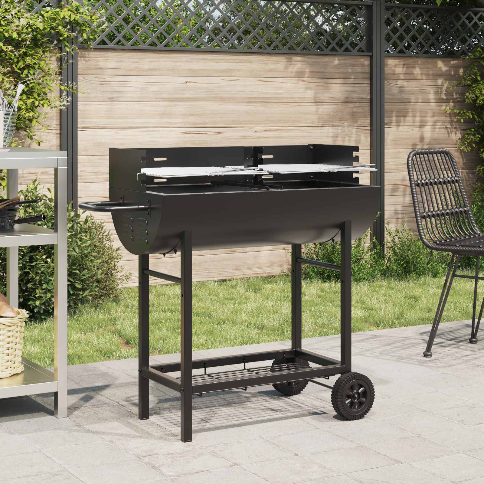 Houtskoolbarbecue Verstelbaar Zwart 96,5 x 42,5 x 88,5 cm