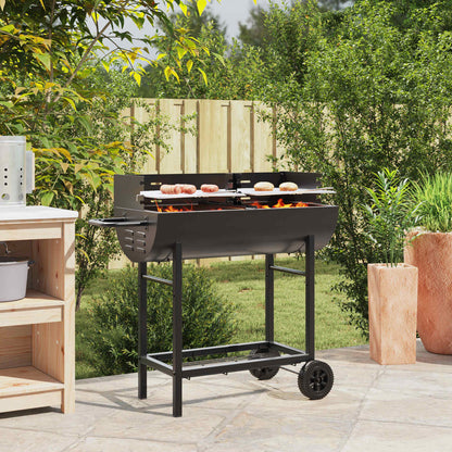 Houtskoolbarbecue Verstelbaar Zwart 96,5 x 42,5 x 88,5 cm