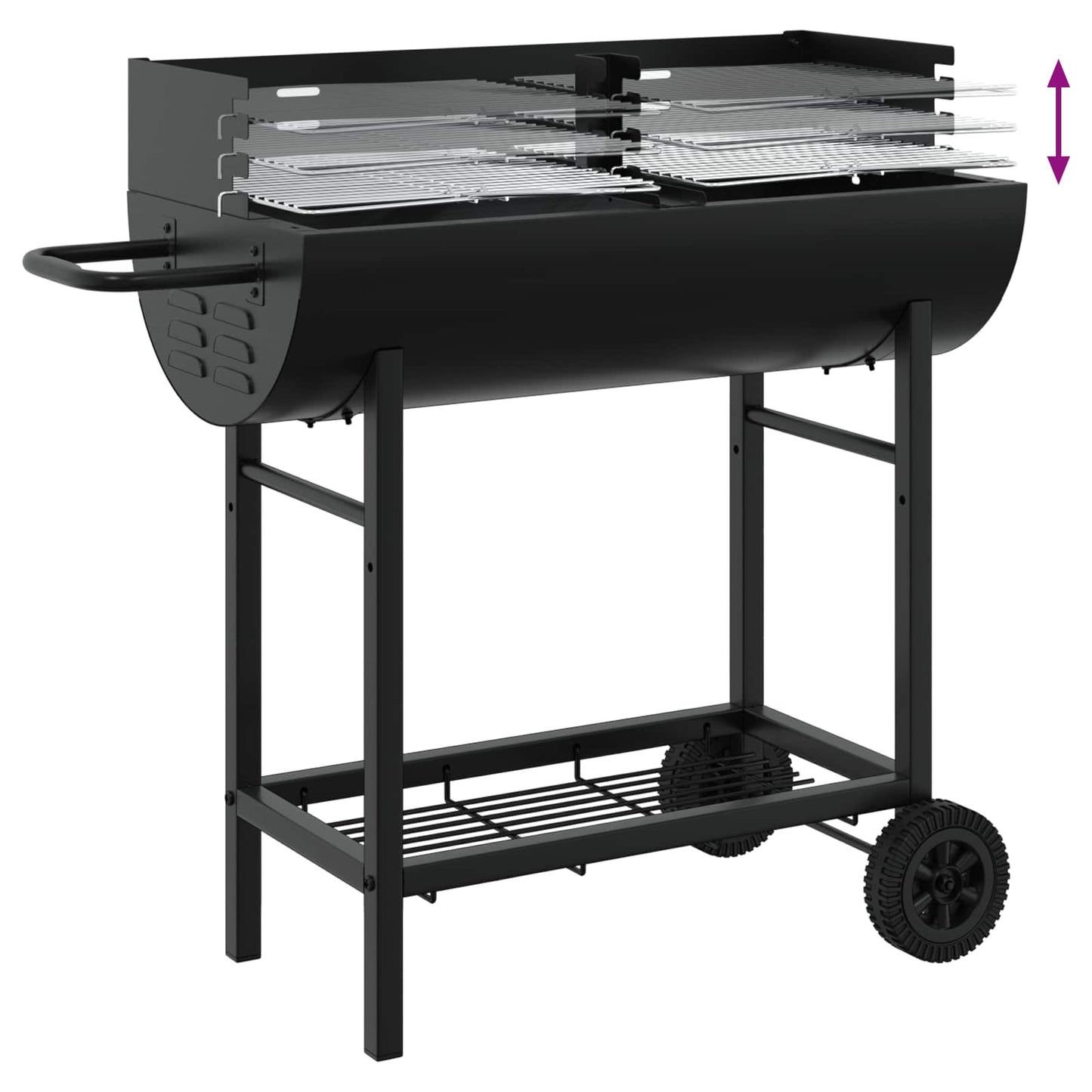 Houtskoolbarbecue Verstelbaar Zwart 96,5 x 42,5 x 88,5 cm