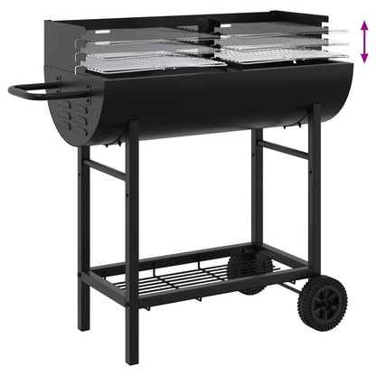 Houtskoolbarbecue Verstelbaar Zwart 96,5 x 42,5 x 88,5 cm