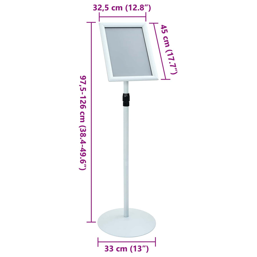 Pedestal Posterstand Zilver 33 x 33 x 126 cm PVC en staal