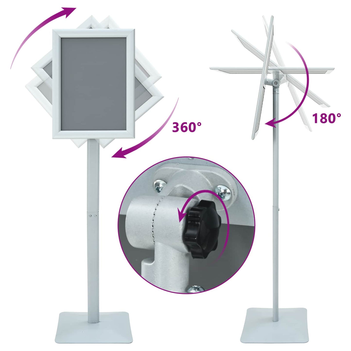 Pedestal Posterstand Zilver 32,5 x 27 x 126 cm PVC en gietijzer