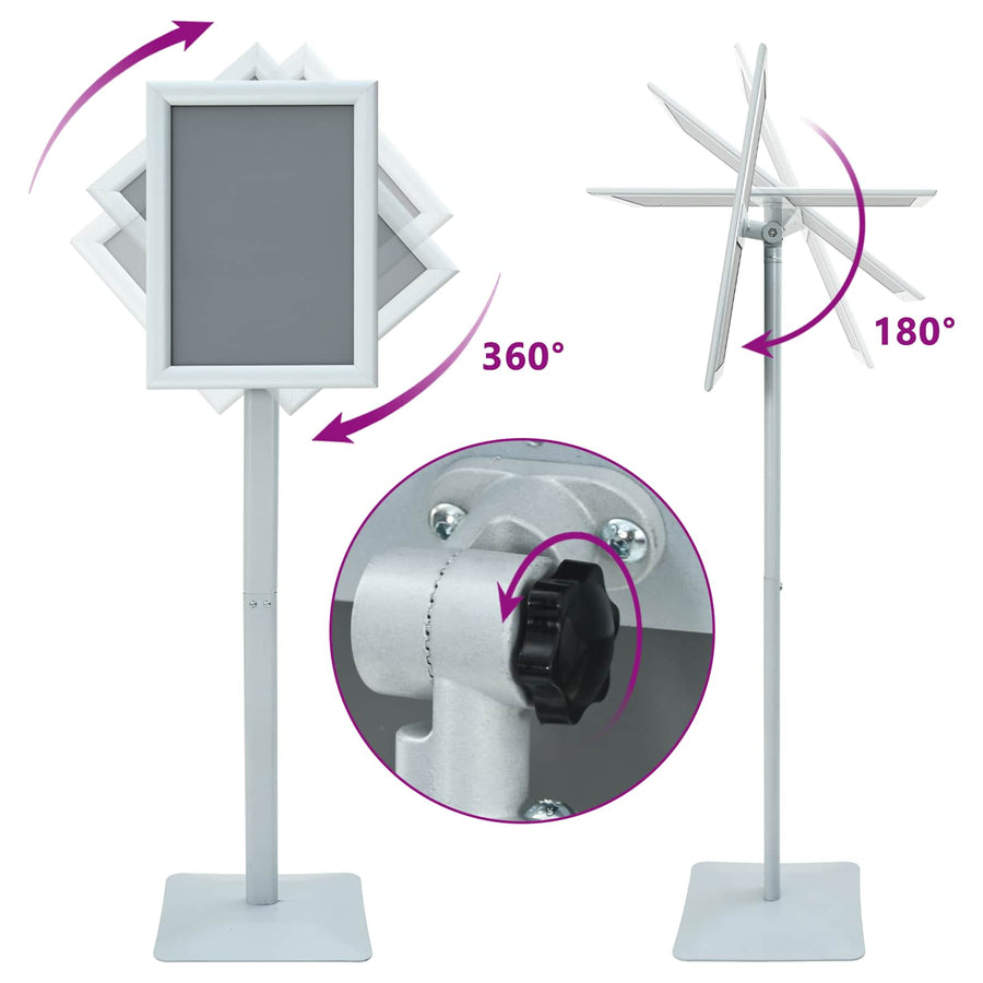 Pedestal Posterstand Zilver 32,5 x 27 x 126 cm PVC en gietijzer