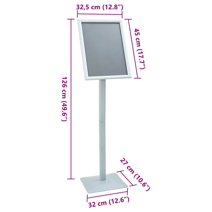 Pedestal Posterstand Zilver 32,5 x 27 x 126 cm PVC en gietijzer