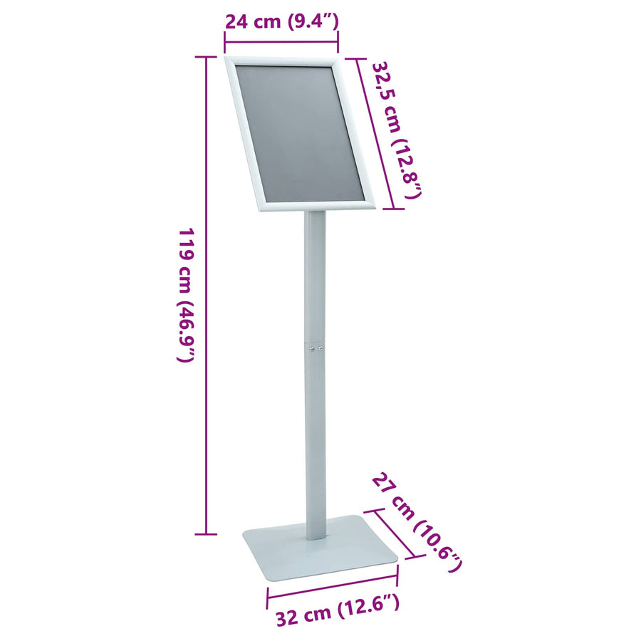 Pedestal Posterstand Zilver 32 x 27 x 119 cm PVC en gietijzer