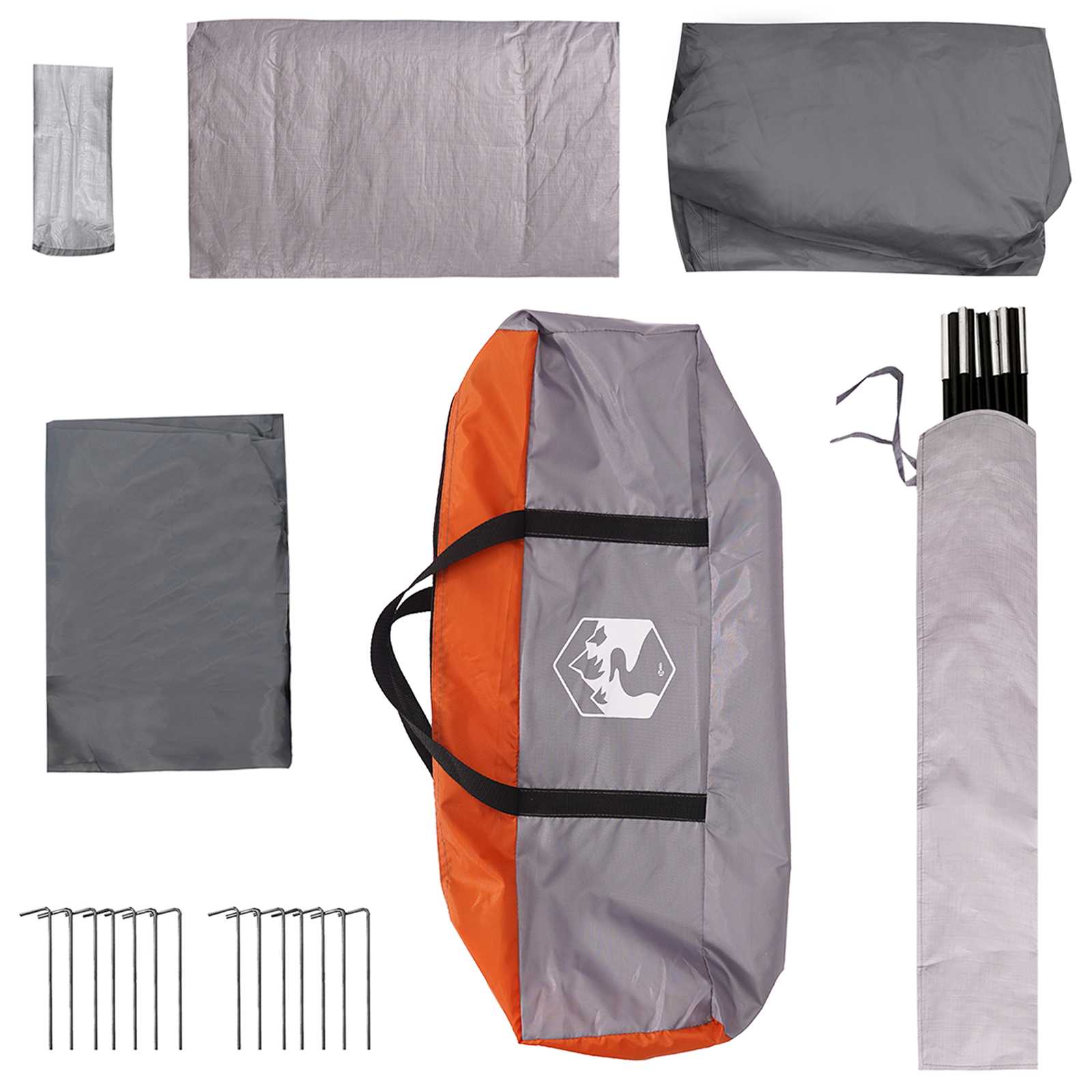 Gezinstent met dak Grijs en Oranje 320 x 210 x 180 cm Polyester