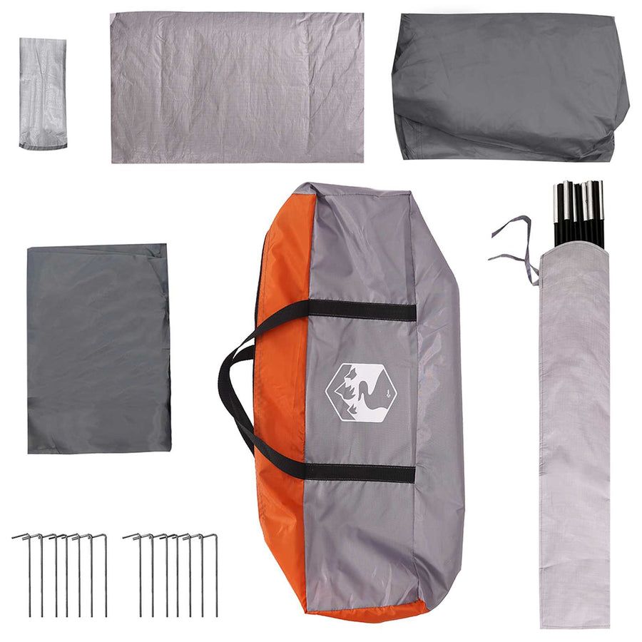 Gezinstent met dak Grijs en Oranje 320 x 210 x 180 cm Polyester