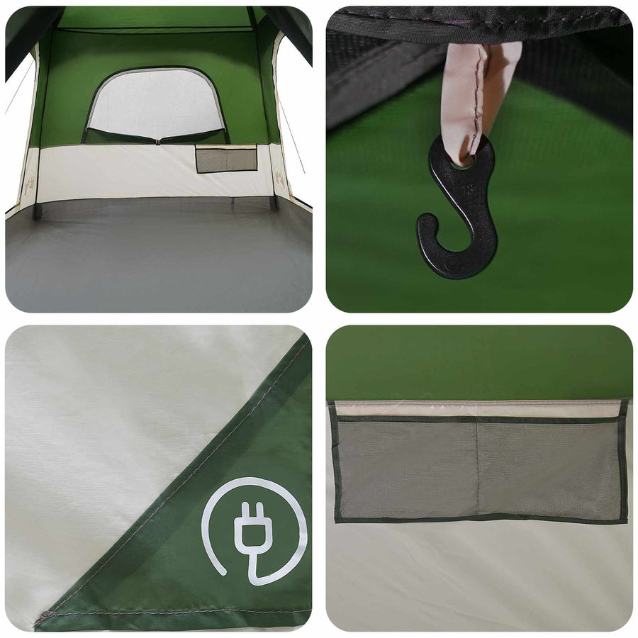 Gezinstent met dak Groen 380 x 260 x 190 cm Polyester