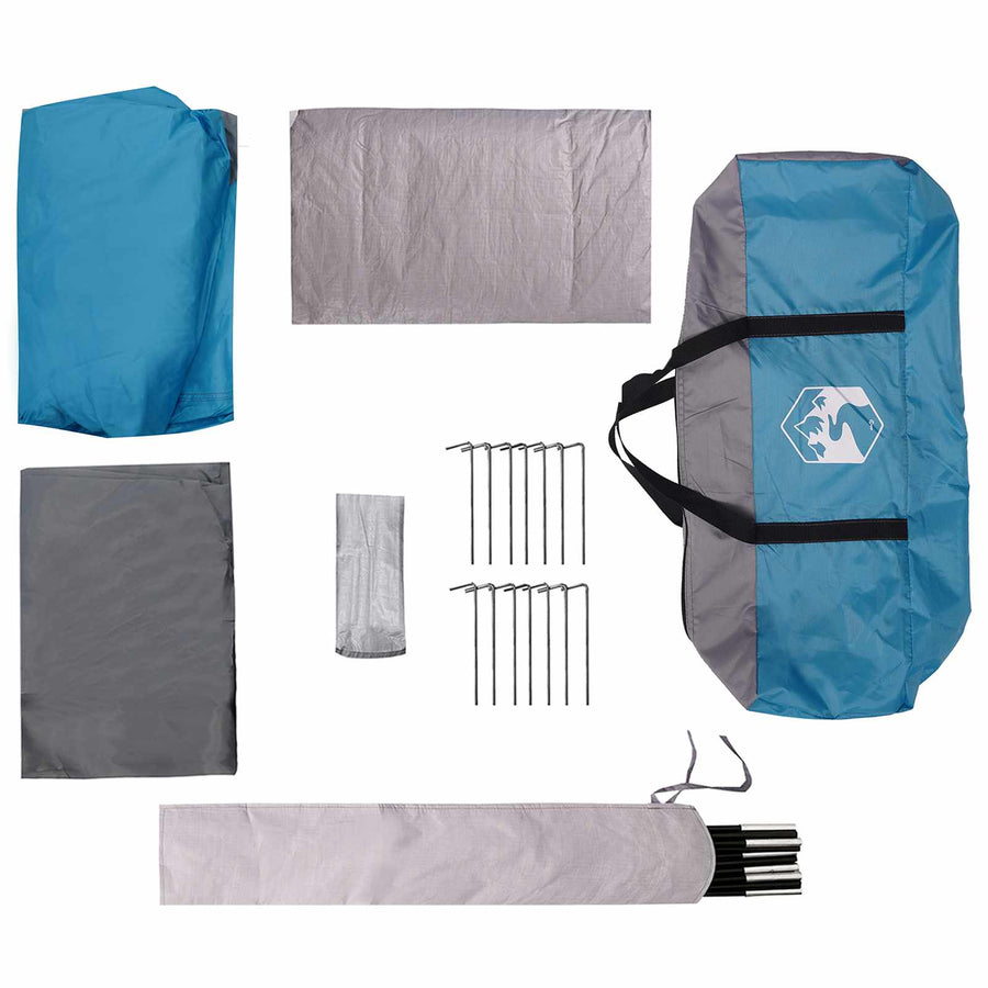 Gezinstent met dak Blauw 380 x 260 x 190 cm Polyester