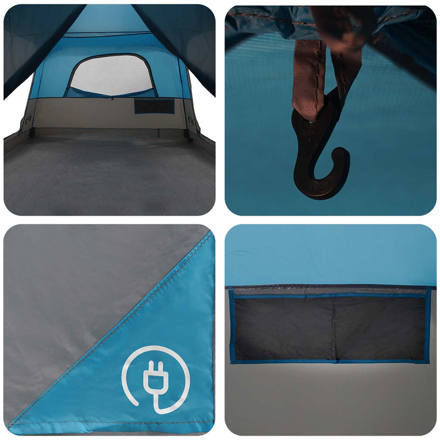 Gezinstent met dak Blauw 380 x 260 x 190 cm Polyester