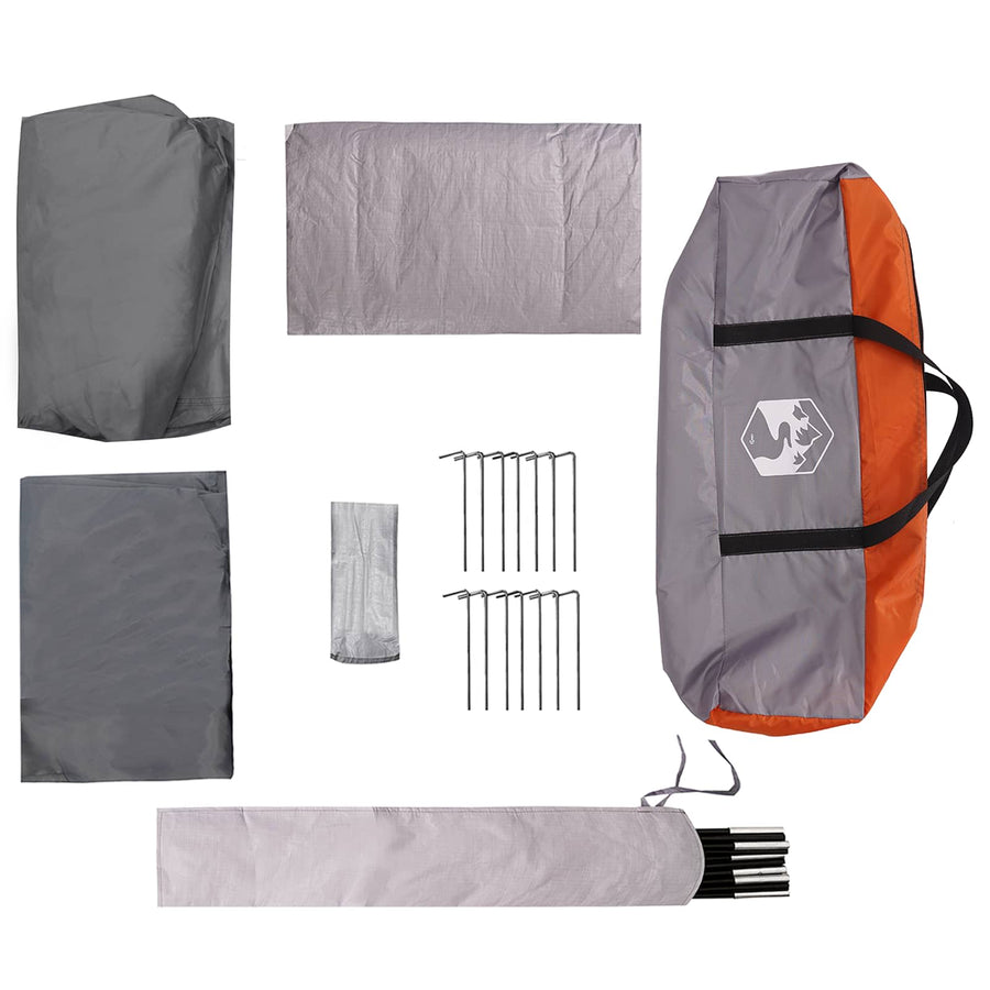 Gezinstent met dak Grijs en Oranje 380 x 260 x 190 cm Polyester