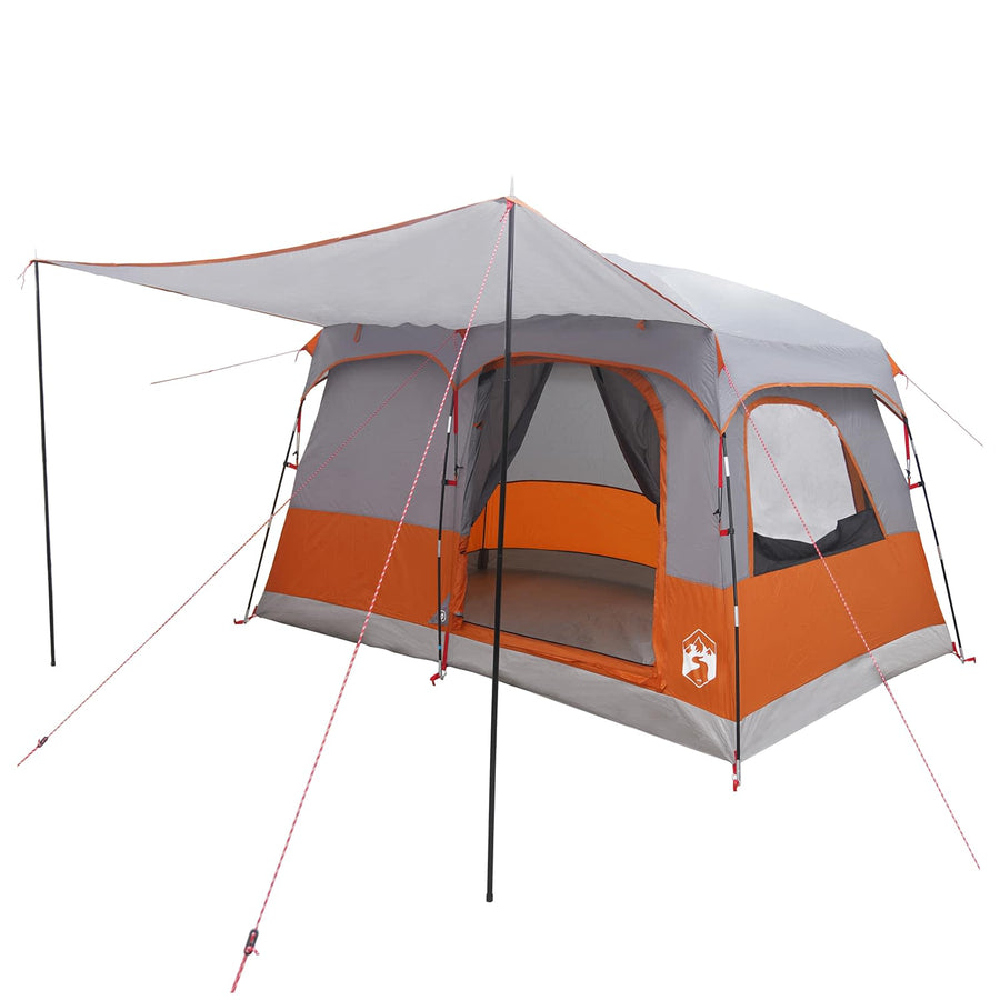 Gezinstent met dak Grijs en Oranje 380 x 260 x 190 cm Polyester