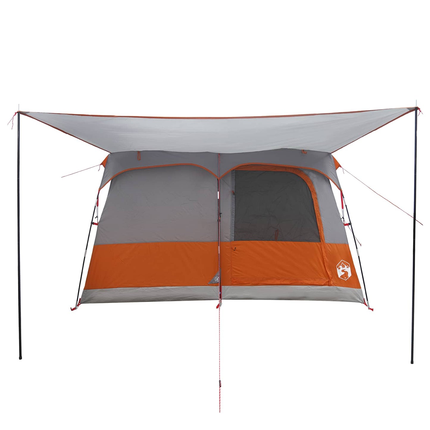 Gezinstent met dak Grijs en Oranje 380 x 260 x 190 cm Polyester