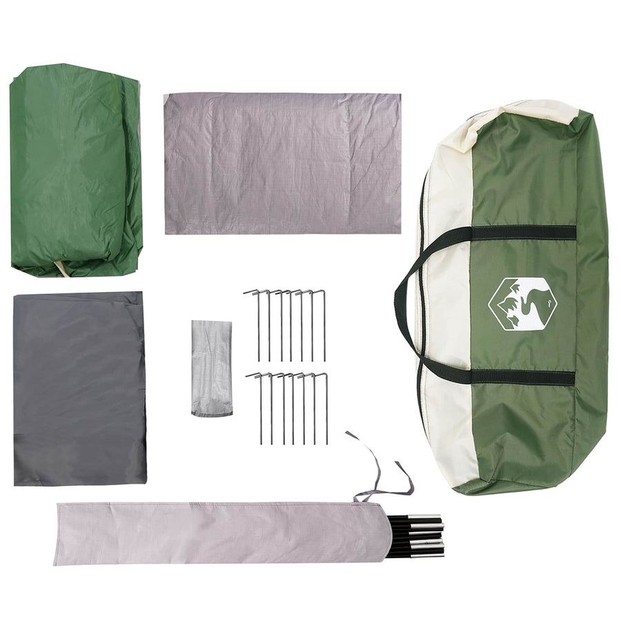 Gezinstent met dak Groen 420 x 305 x 200 cm Polyester en staal