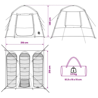 Huisje Tent Grijs en Oranje 210 x 210 x 138 cm Polyester