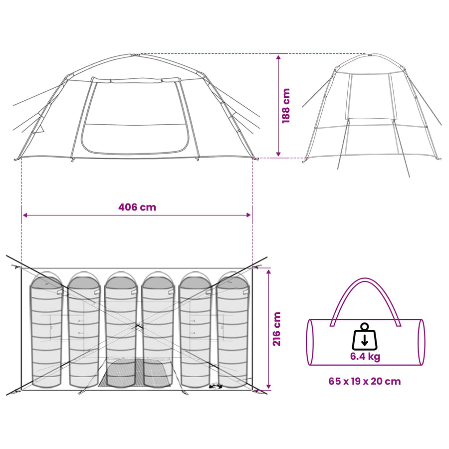 Huisje Tent met dak Blauw 400 x 210 x 180 cm Polyester