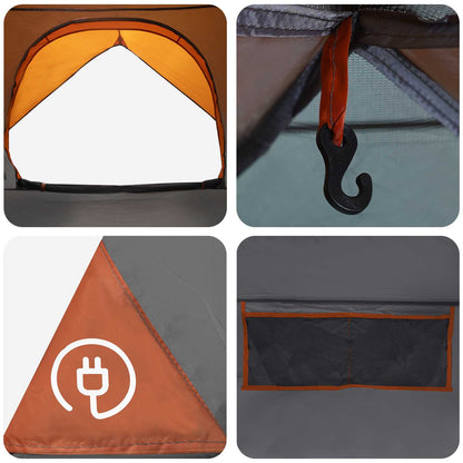 Camping Tent met Regenhoes Waterdicht Koepel Grijs en Oranje