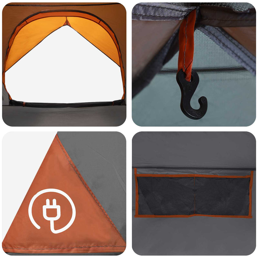 Camping Tent met Regenhoes Waterdicht Koepel Grijs en Oranje