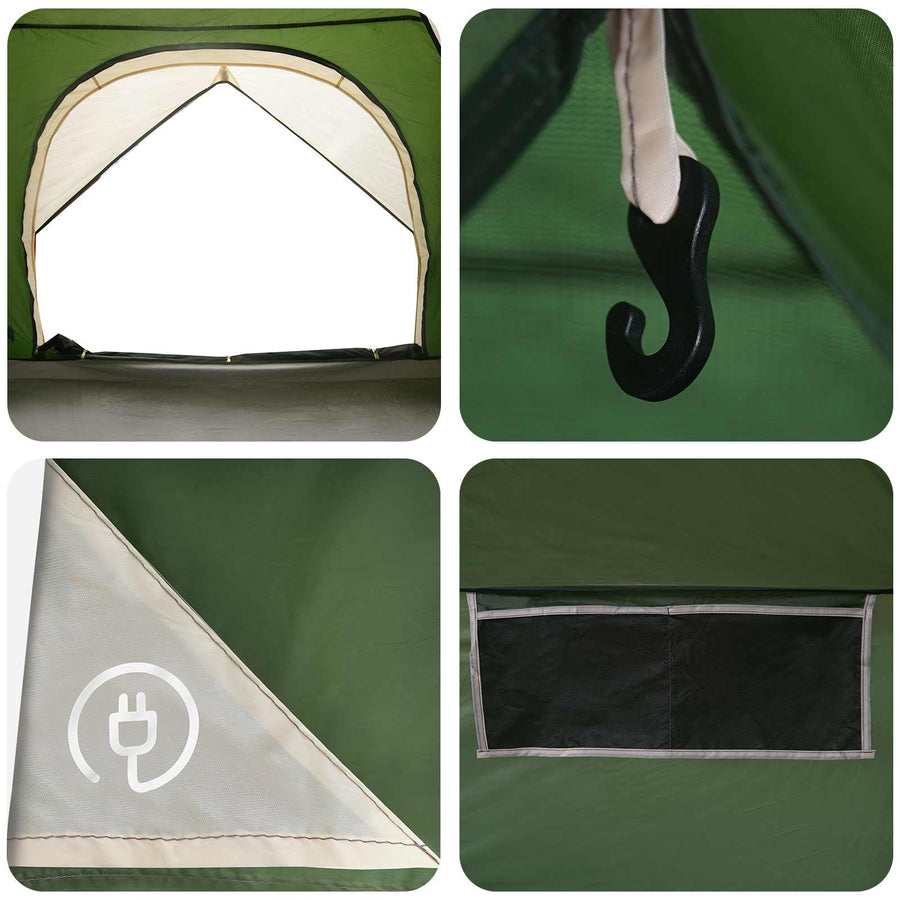 Camping Tent met Regenhoes Waterdicht Groen 360 x 245 x 185 cm