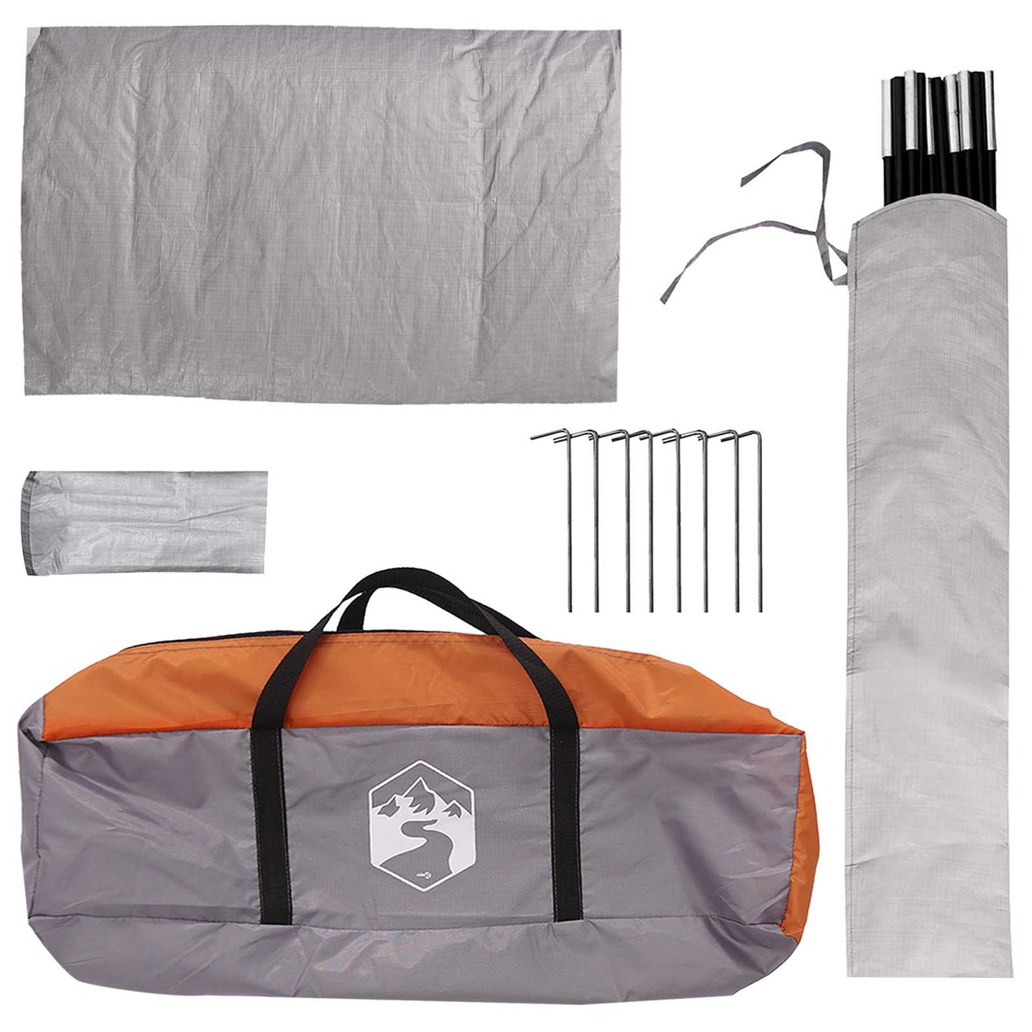 Camping Tent met Regenhoes Waterdicht Koepel Grijs en Oranje