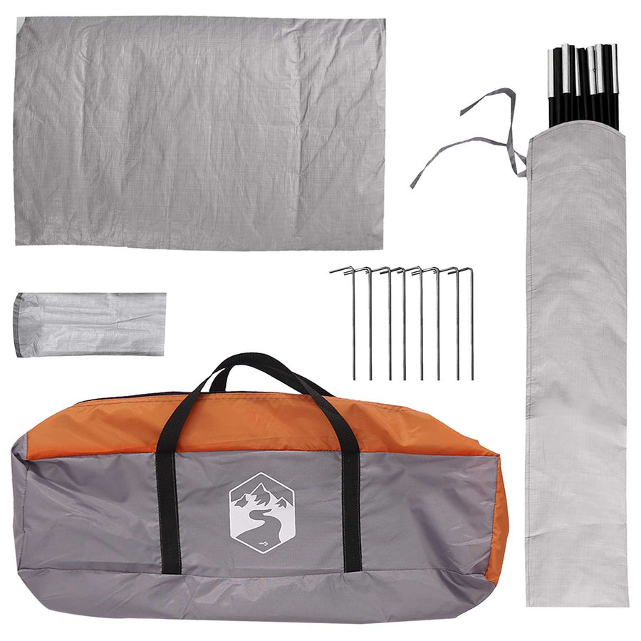 Camping Tent met Regenhoes Waterdicht Koepel Grijs en Oranje