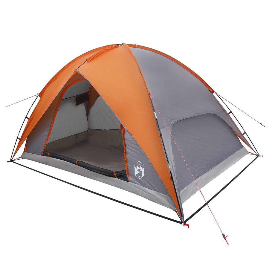 Camping Tent met Regenhoes Waterdicht Koepel Grijs en Oranje