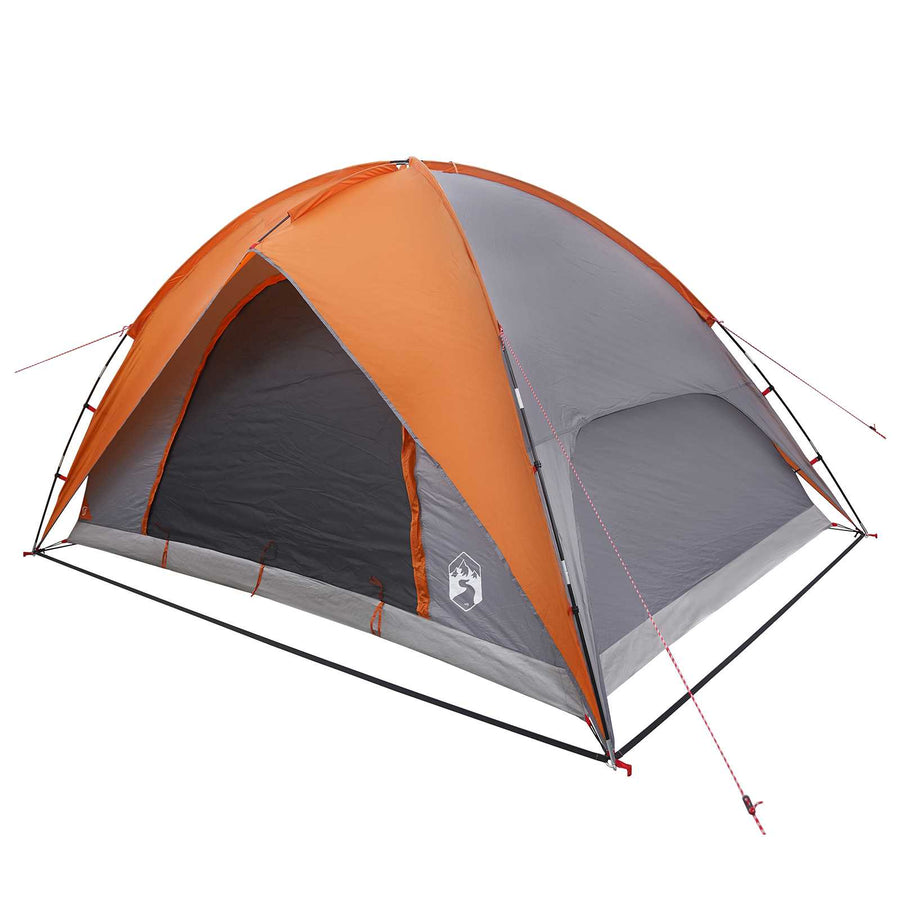 Camping Tent met Regenhoes Waterdicht Koepel Grijs en Oranje