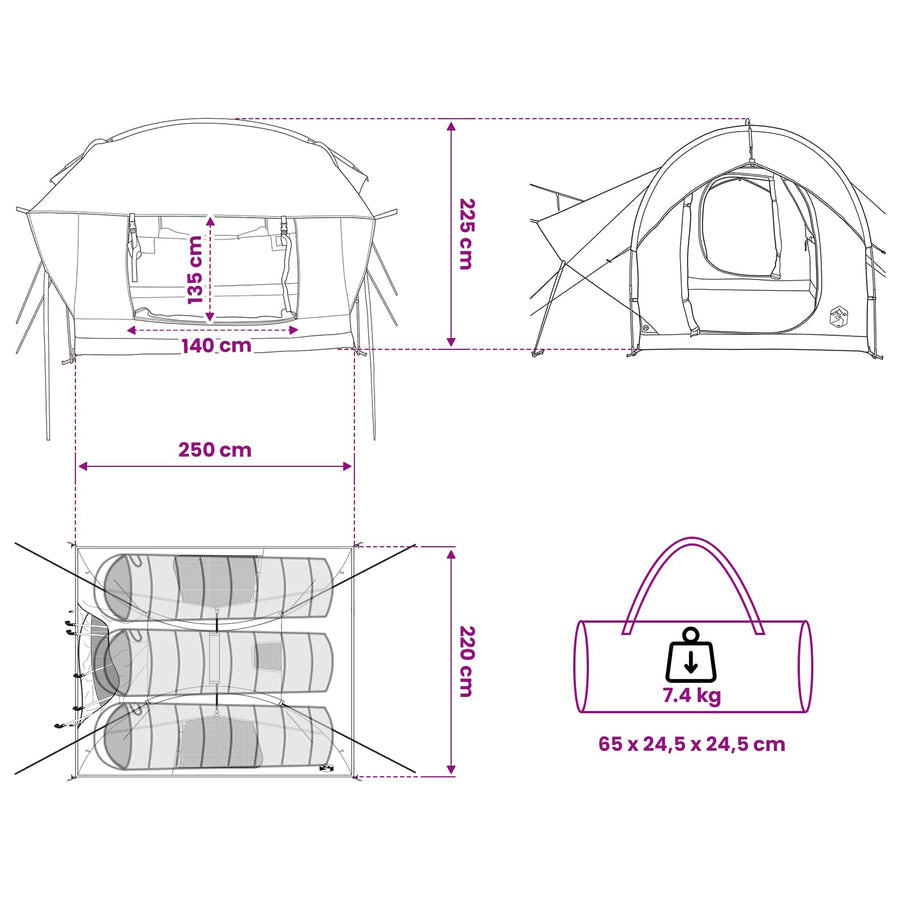 Autotent met dak Groen 239 x 210 x 210 cm Polyester en staal