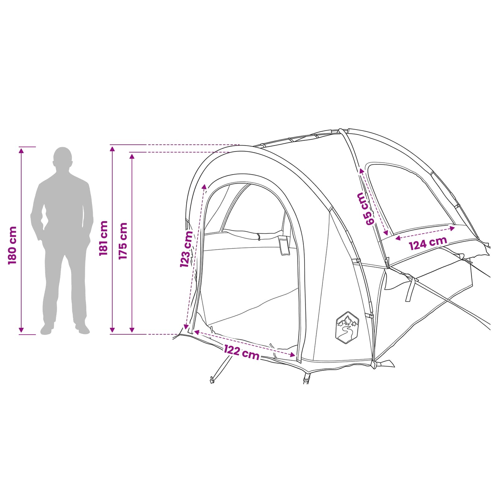 Autotent met dak Blauw 200 x 170 x 170 cm Polyester en staal
