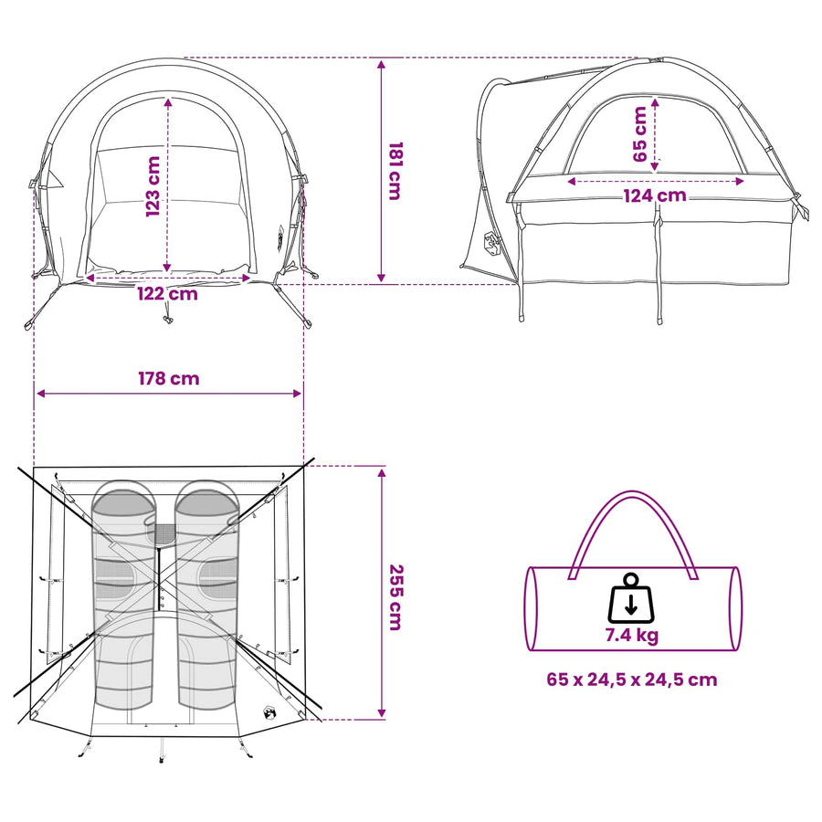 Autotent Grijs en Oranje 200 x 170 x 170 cm Polyester en staal