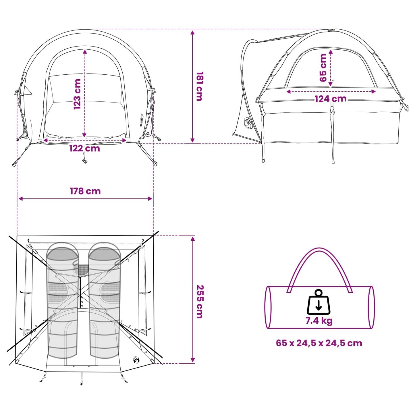 Autotent Legergroen 200 x 170 x 170 cm Polyester en staal