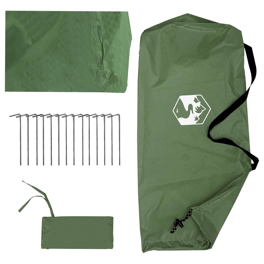 Campingzeil met gaaswanden Groen 340 x 260 x 220 cm