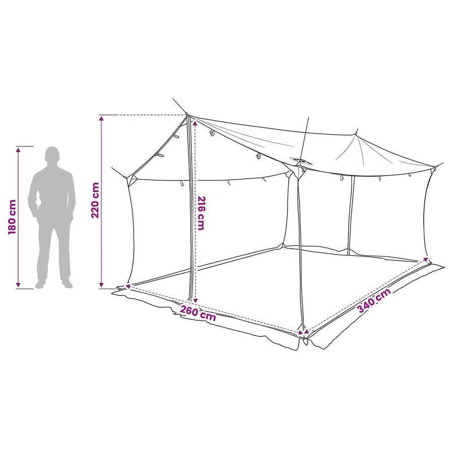 Campingzeil met gaaswanden Groen 340 x 260 x 220 cm