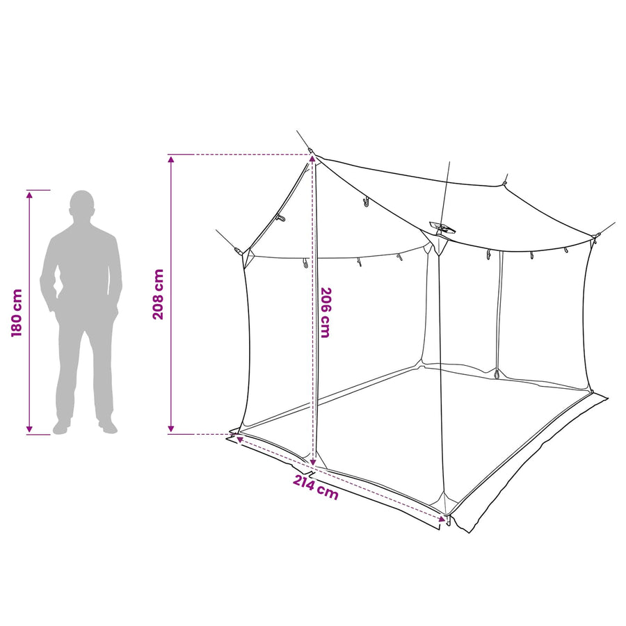 Campingzeil met gaaswanden Grijs en Oranje 270 x 210 x 210 cm