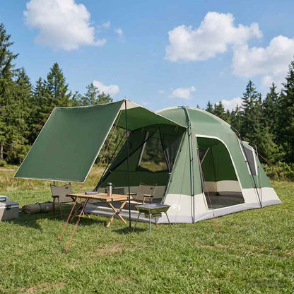 Huisje Tent met dak Groen 8-persoons Polyester en staal