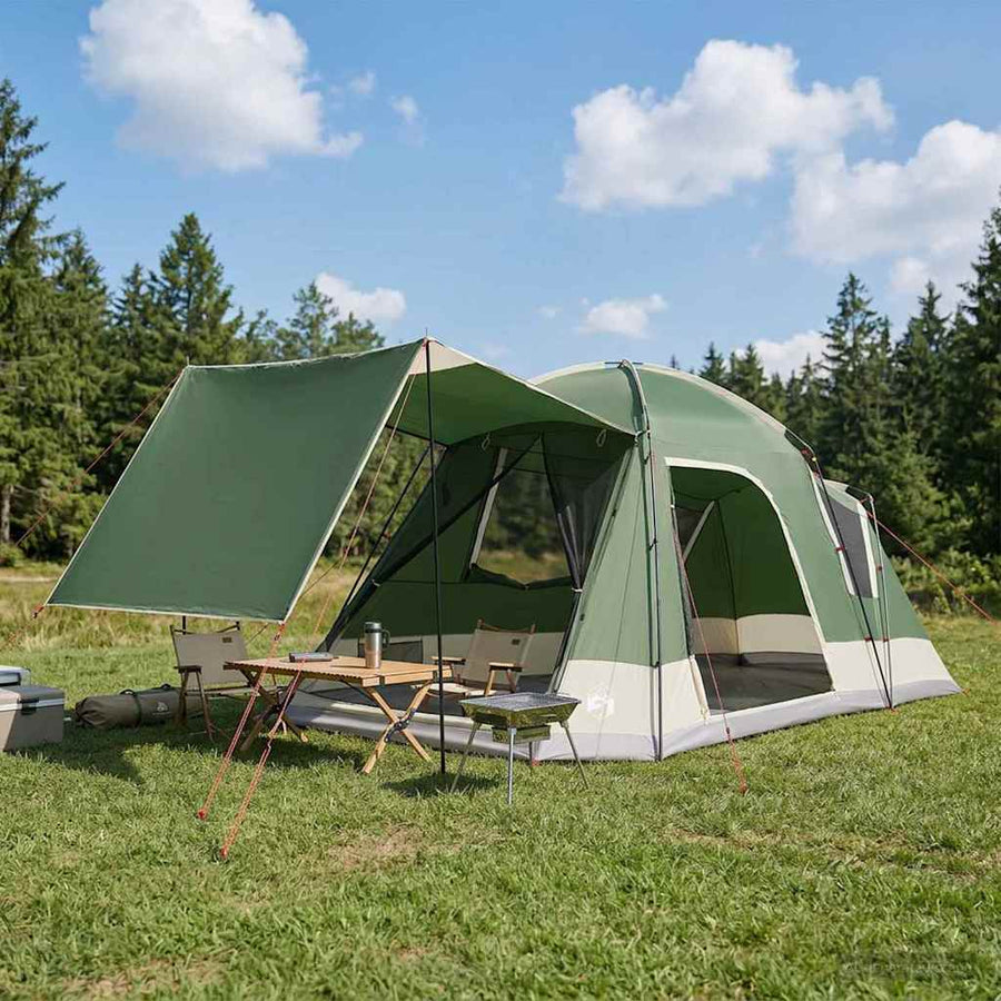 Huisje Tent met dak Groen 8-persoons Polyester en staal