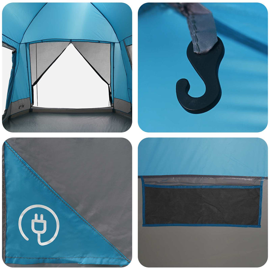 Huisje Tent met dak Blauw 8-persoons Polyester en staal