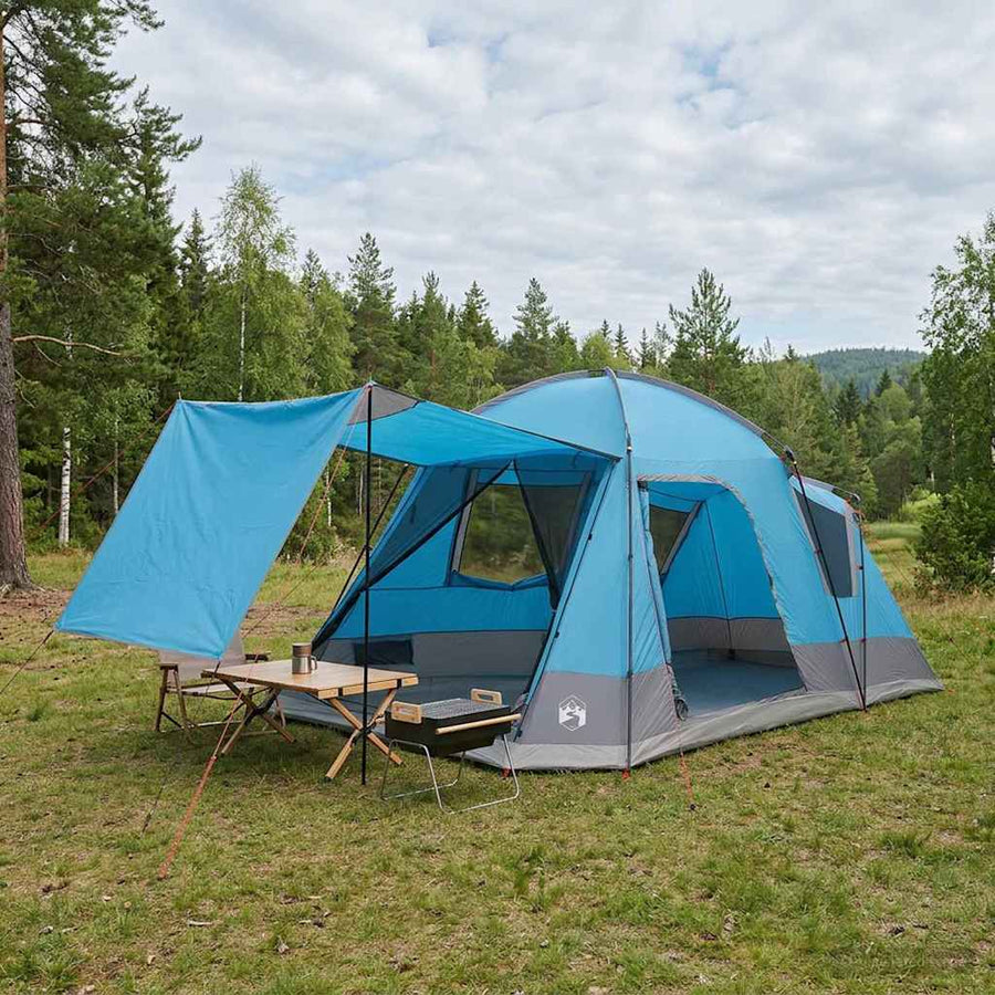 Huisje Tent met dak Blauw 8-persoons Polyester en staal