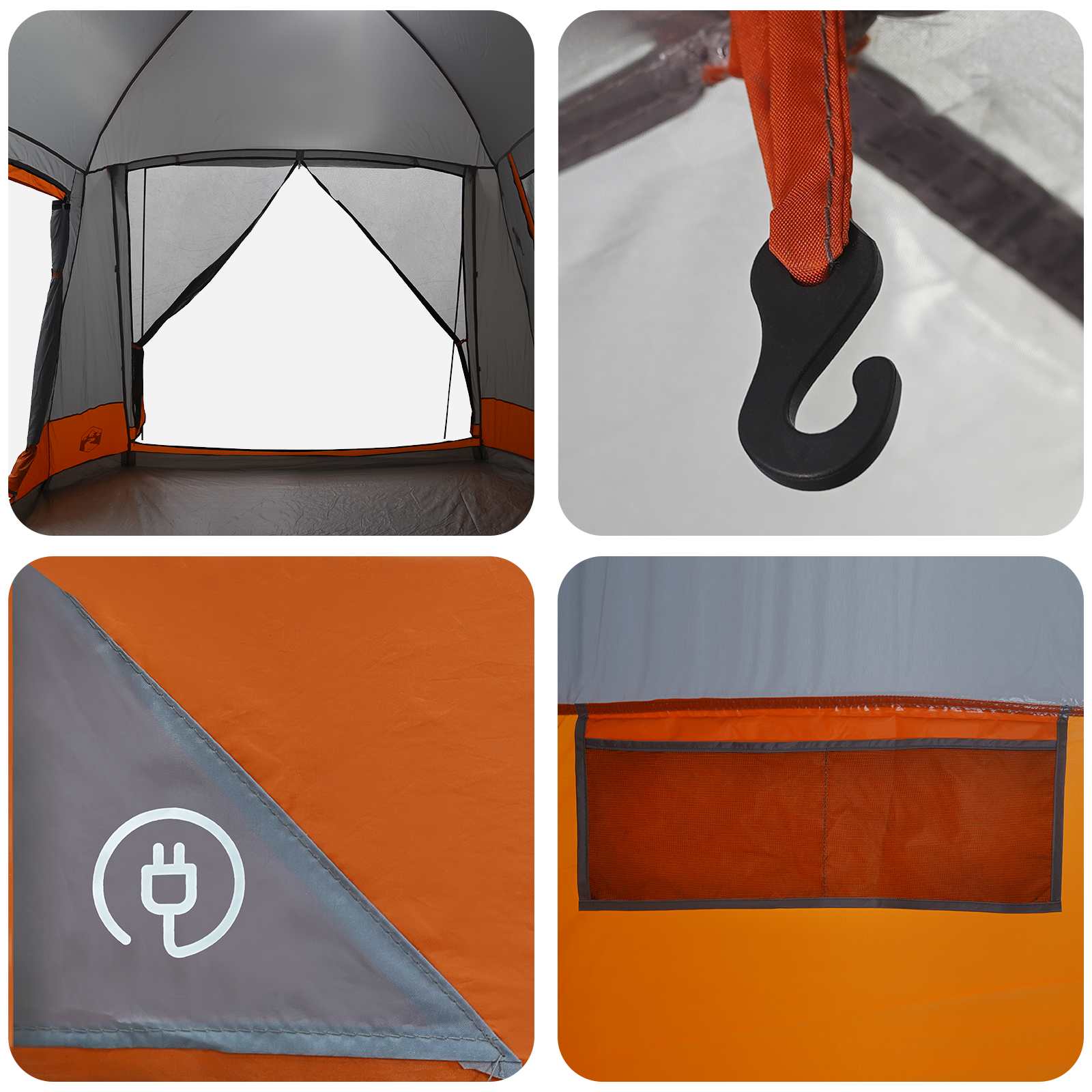 Huisje Tent Grijs en Oranje 8-persoons Polyester en staal