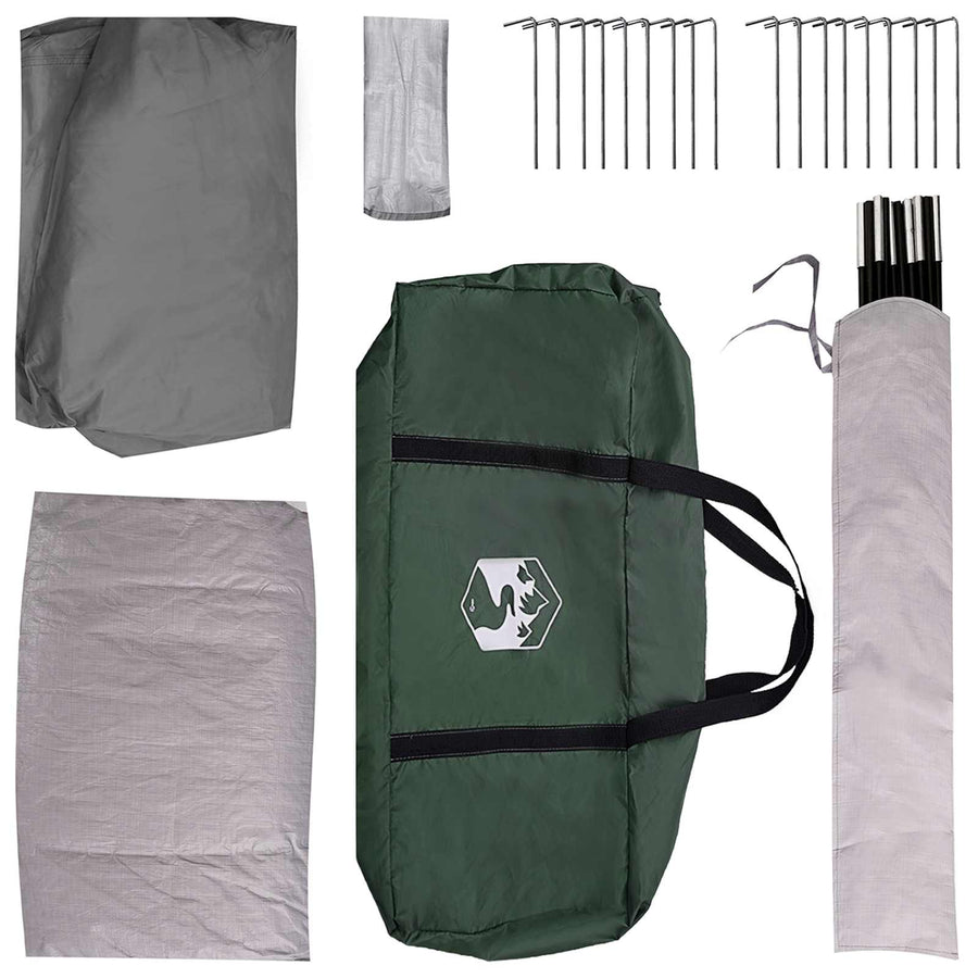 Huisje Tent met dak Leger groen 8-persoons Polyester en staal