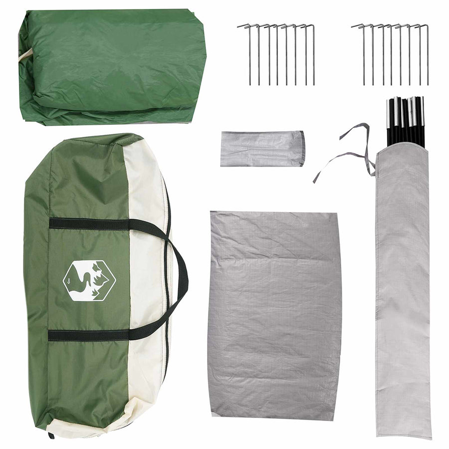 Huisje Tent met dak Groen 4-persoons Polyester en staal