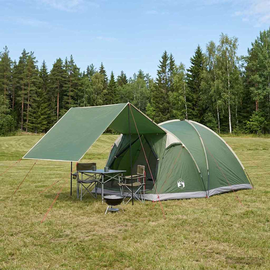 Huisje Tent met dak Groen 4-persoons Polyester en staal