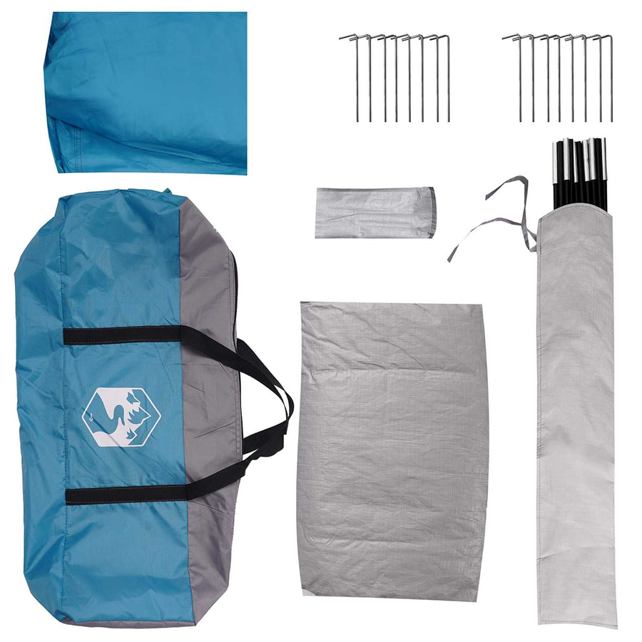 Huisje Tent met dak Blauw 4-persoons Polyester en staal