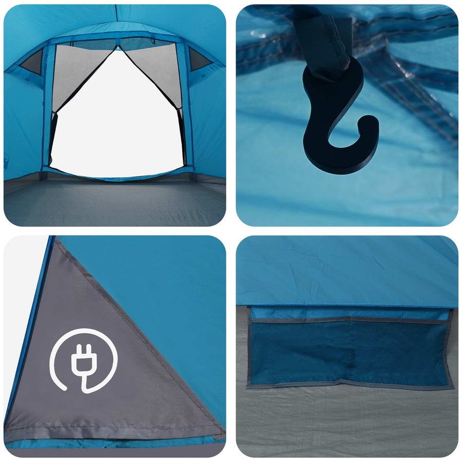 Huisje Tent met dak Blauw 4-persoons Polyester en staal