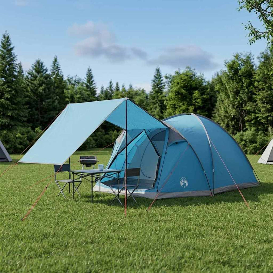 Huisje Tent met dak Blauw 4-persoons Polyester en staal