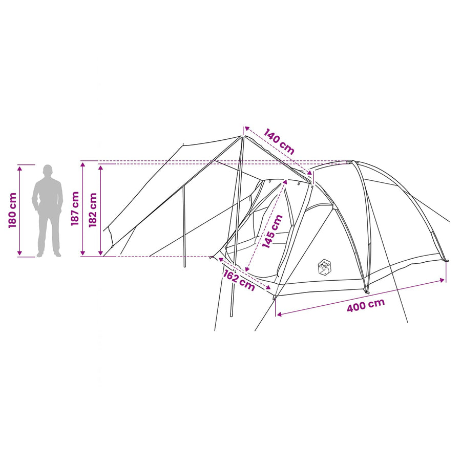 Huisje Tent met dak Blauw 4-persoons Polyester en staal