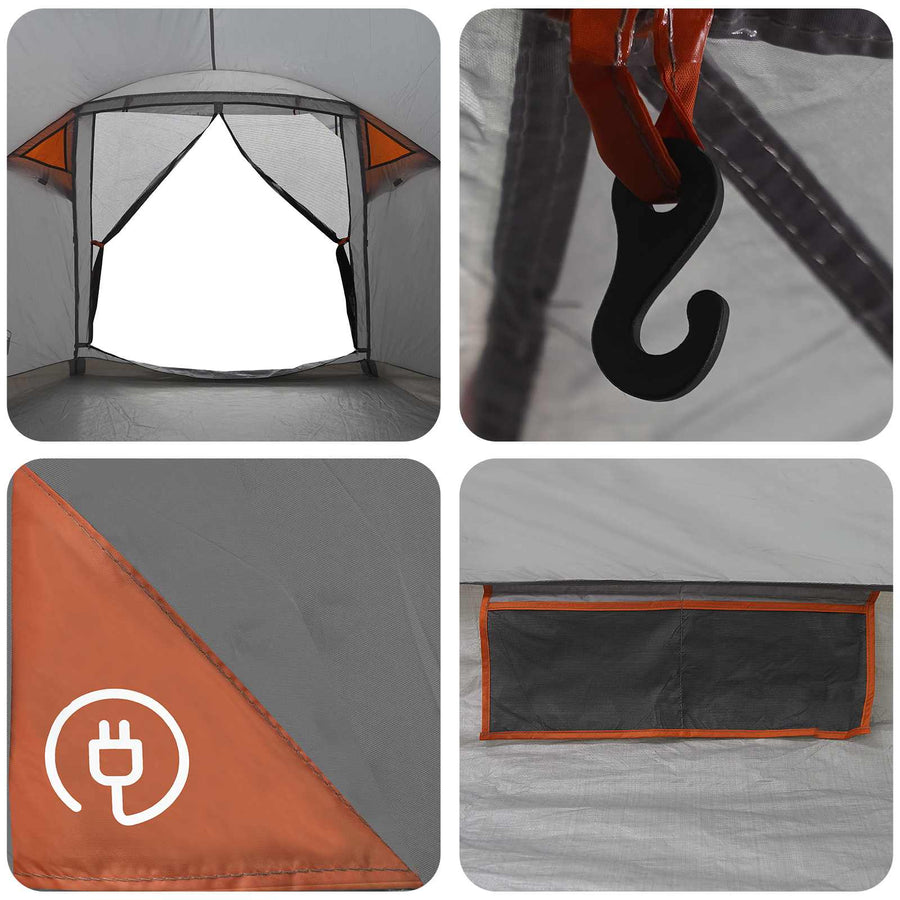 Huisje Tent Grijs en Oranje 4-persoons Polyester en staal