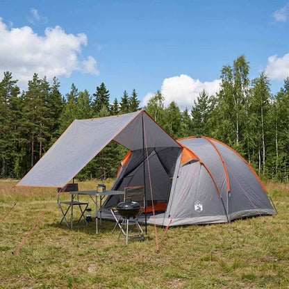 Huisje Tent Grijs en Oranje 4-persoons Polyester en staal